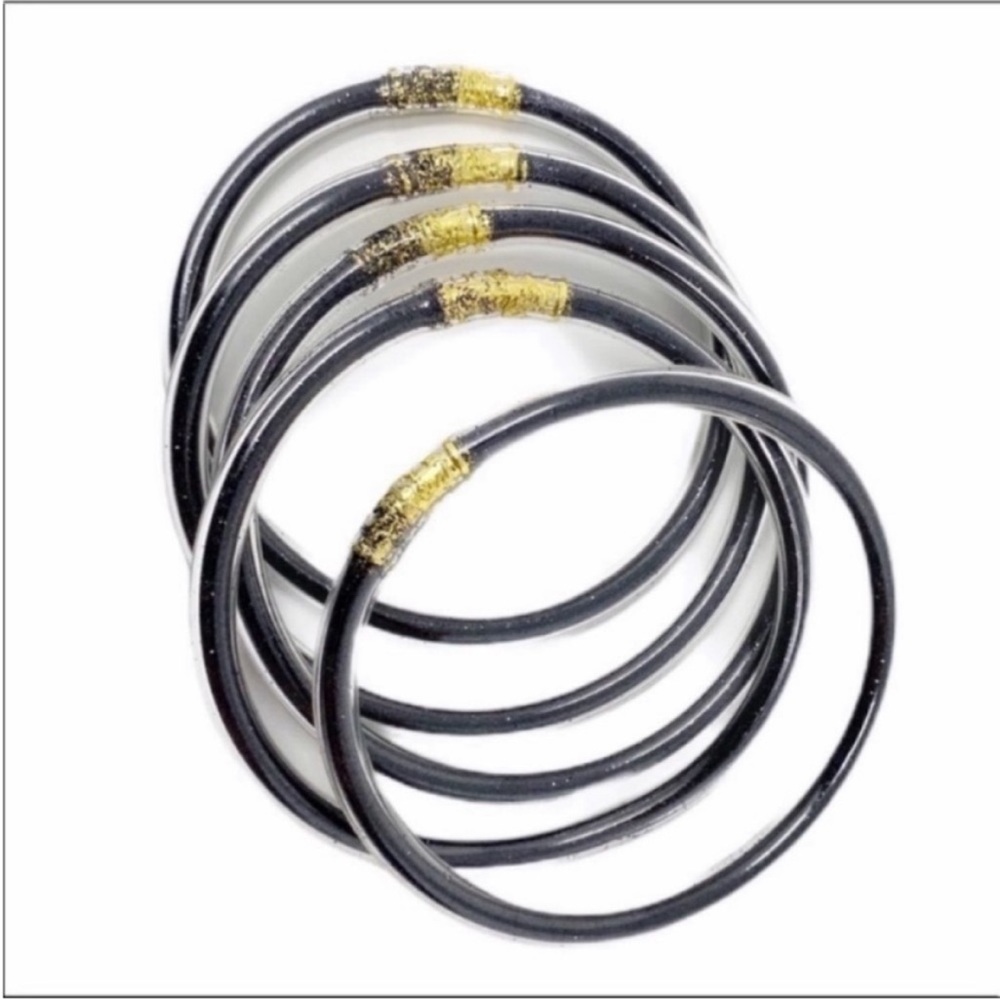 5 BLACK jelly bangle bracelet NEW